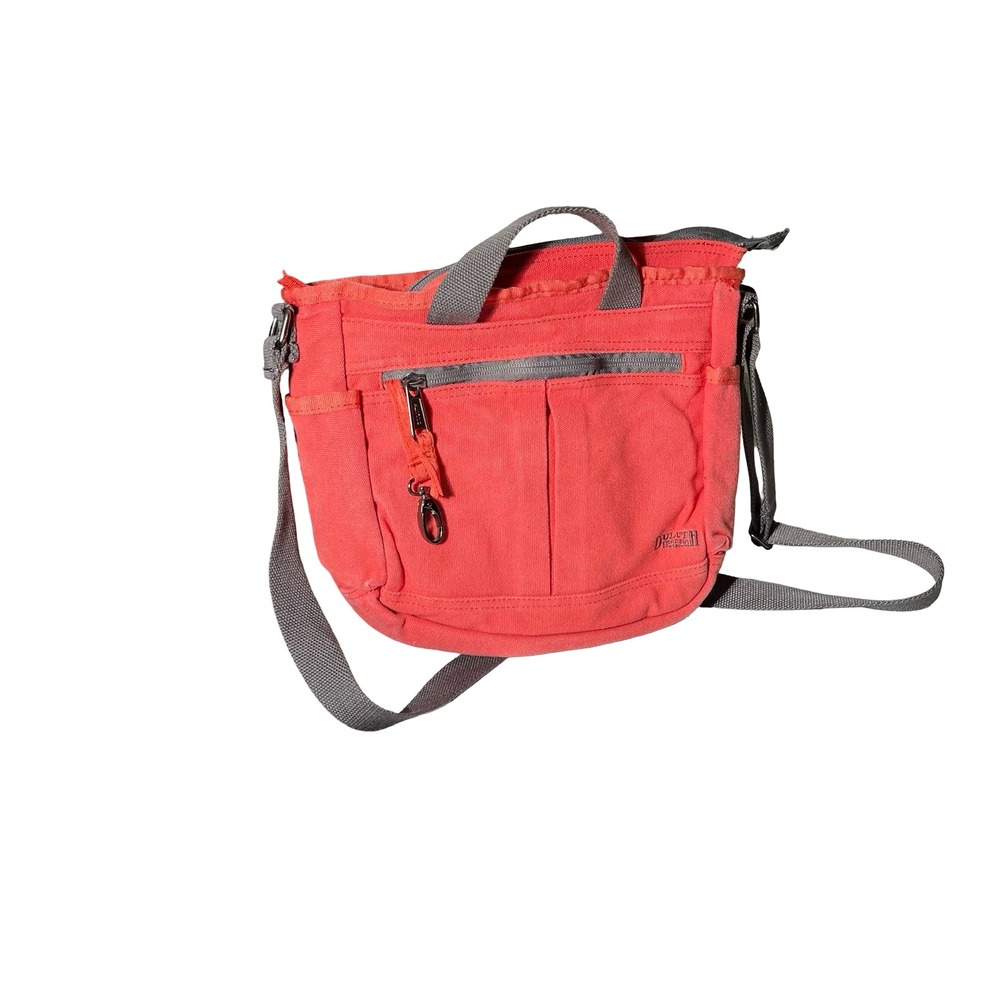 Duluth Trading Co Fire Hose Canvas Crossbody Bag Red Utility Tote Zip Top - Picture 2 of 8